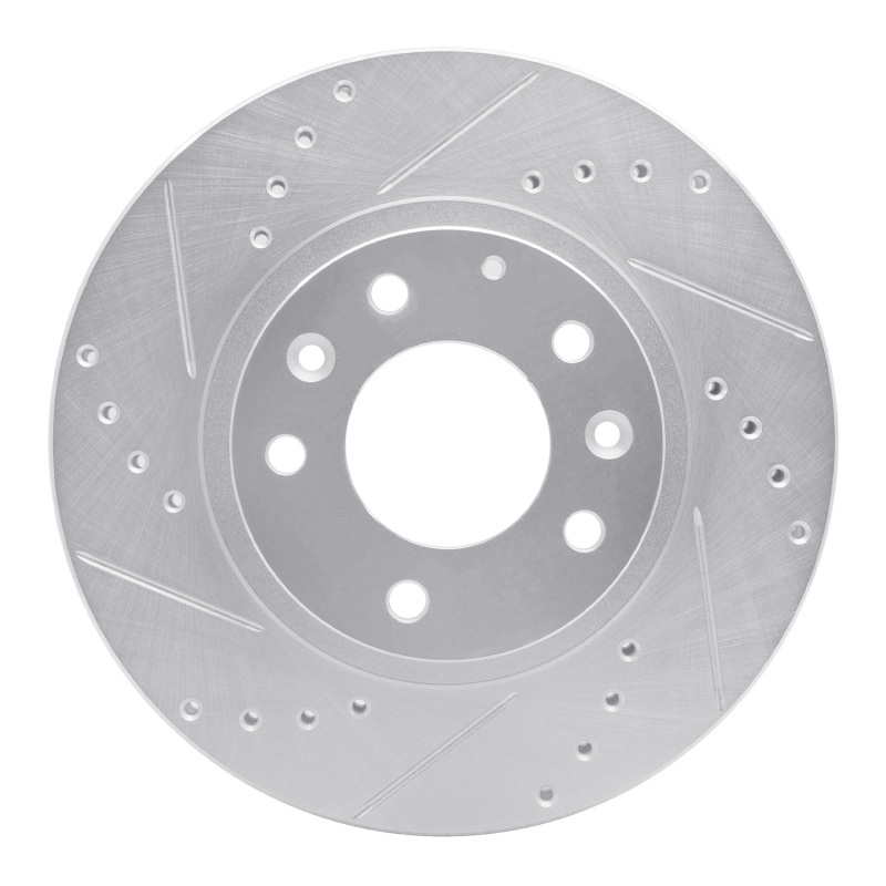Mazda MX-5 Miata Brake Rotor (1) - Front Left - R1 Concepts - Drilled & Slotted - Silver - `06-`15